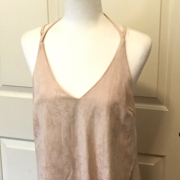 Sans Souci Pink Faux Suede Strappy Tank Size L - Picture 2 of 8